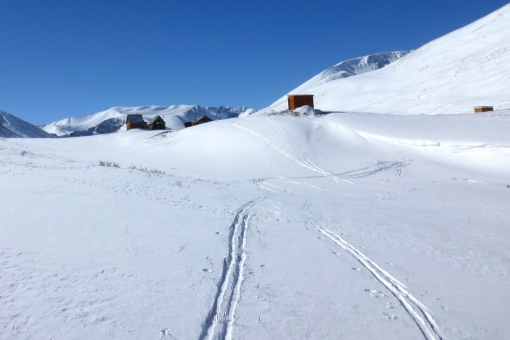 Лыжный тур на плоскогорье Укок, организация лагеря на перевале Аккол